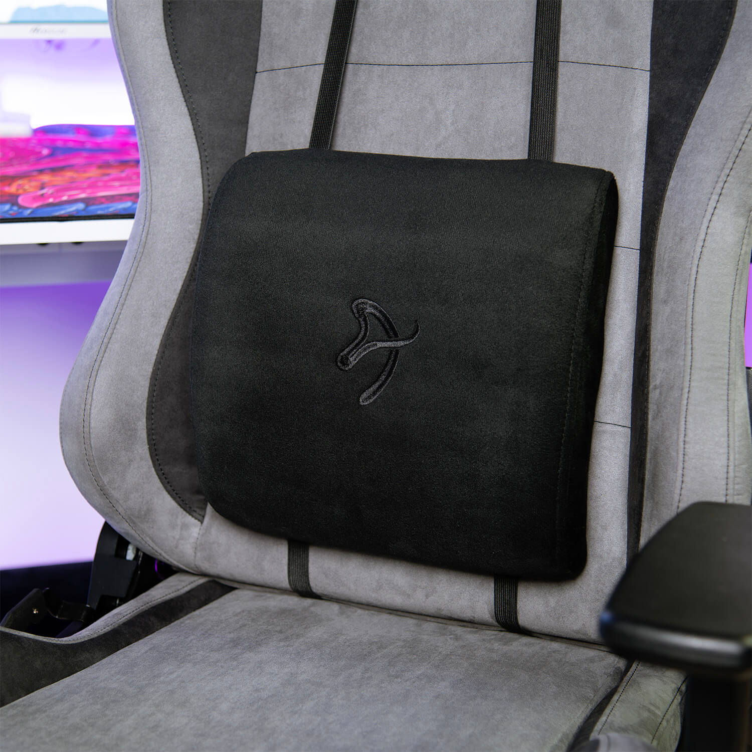 Lumbar Support Pillow Velvet Black
